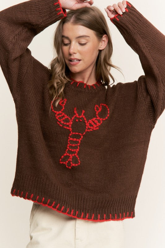Plus Size Stitched Lobster Sweater