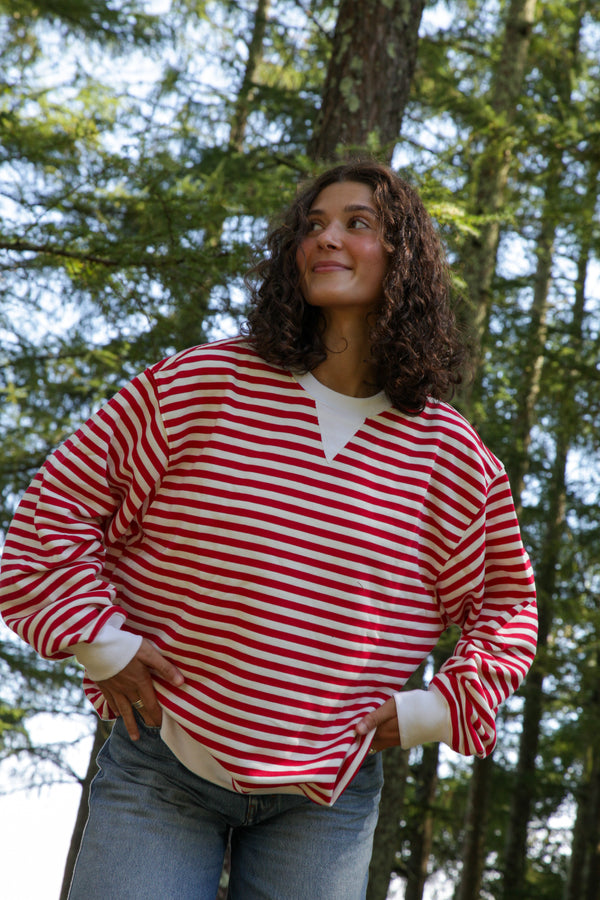 Tomato Striped Retro Crew