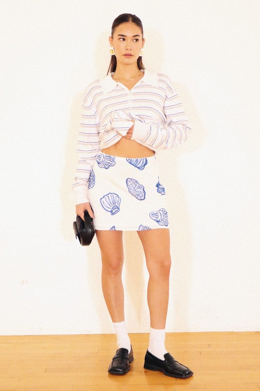 Seashell Print Skirt