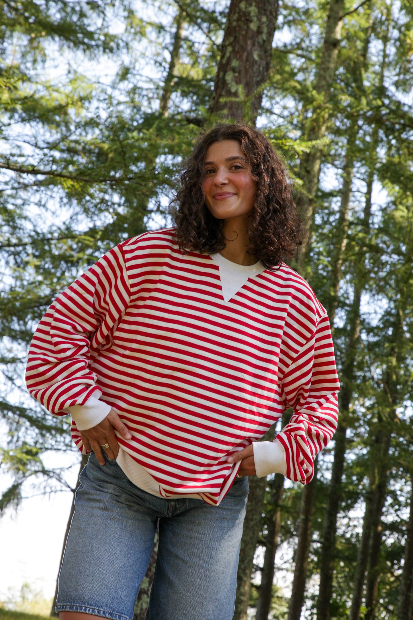 Tomato Striped Retro Crew