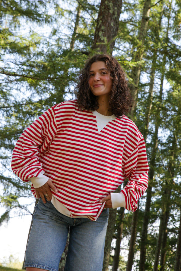 Tomato Striped Retro Crew