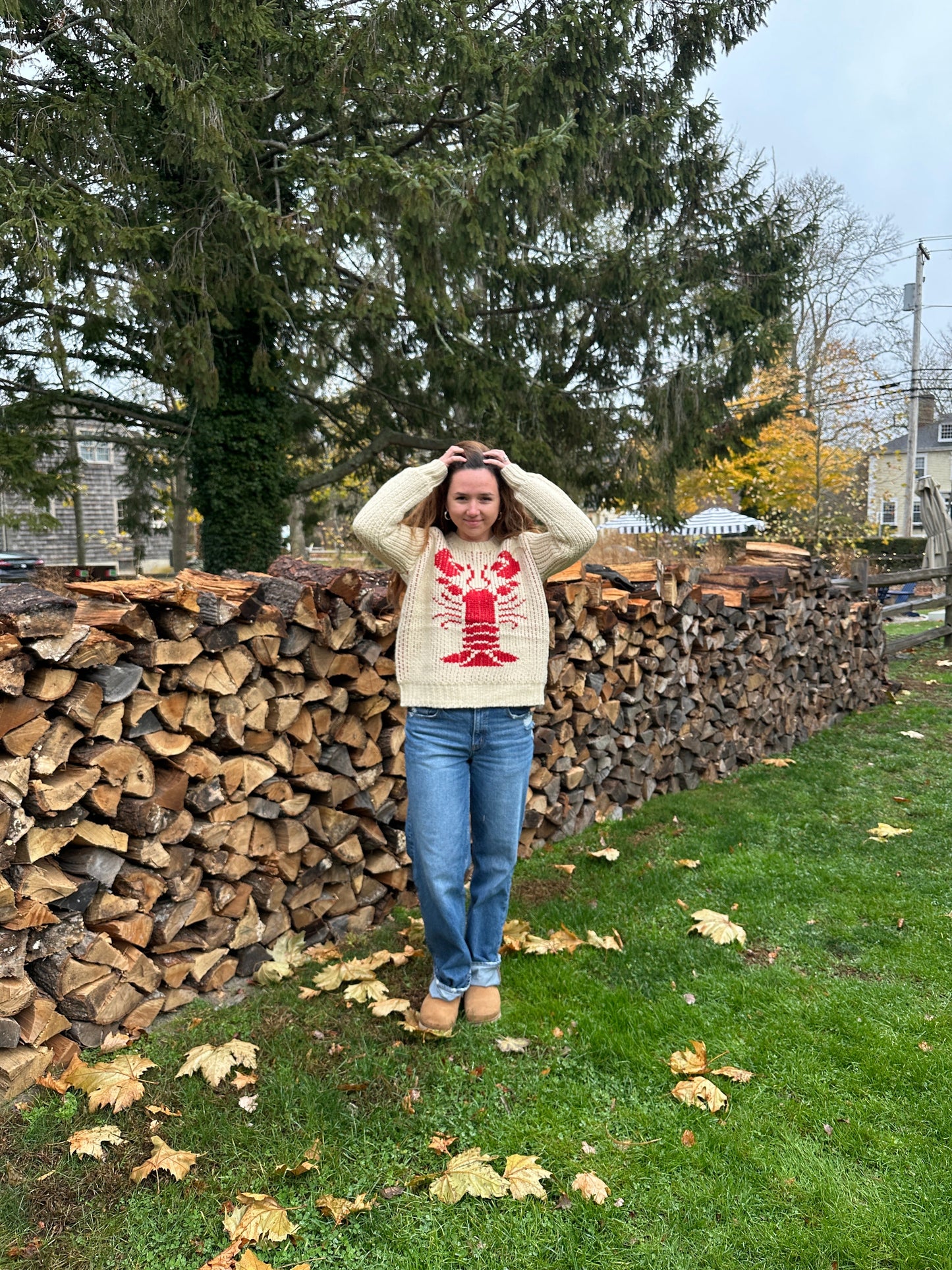 Red Chunky Knit Lobster Sweater