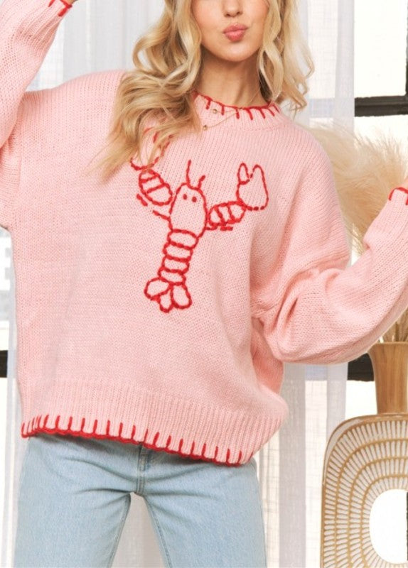 Plus Size Stitched Lobster Sweater