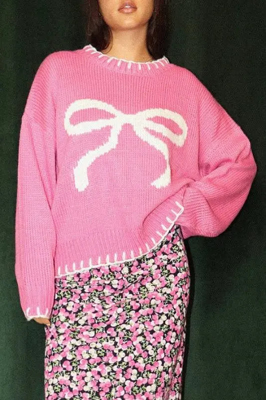 Bubble Gum Bow Sweater