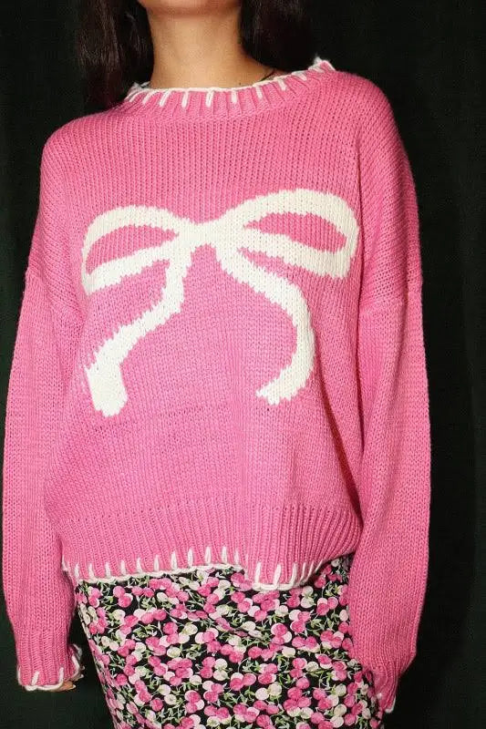 Bubble Gum Bow Sweater